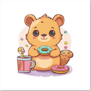 Cute Quokka eating doughnut Posters and Art